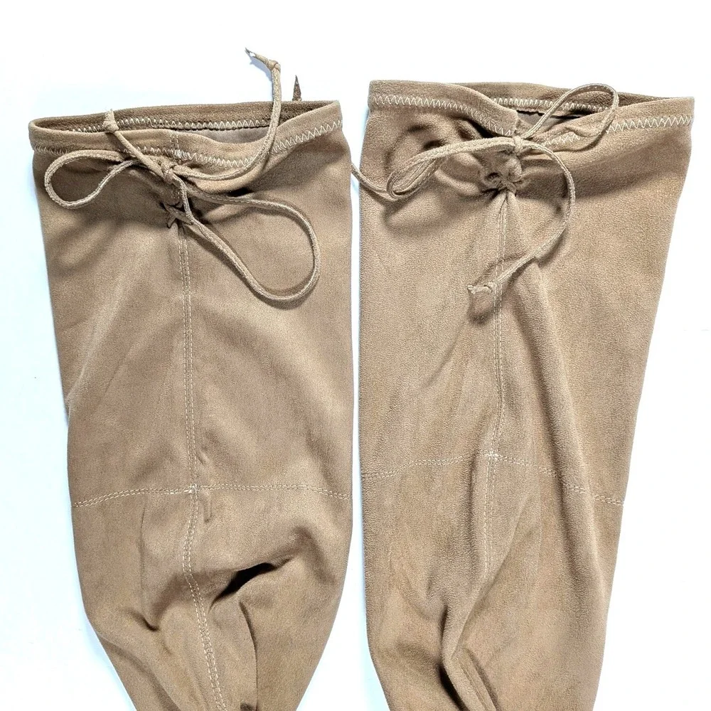 French Connection Jordan Over The Knee Boots Tan Vegan Suede Thigh High 7.5